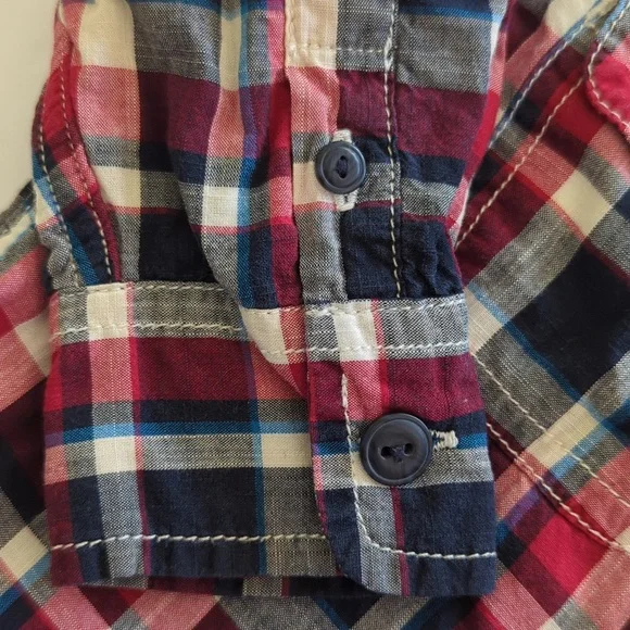 Baby Gap Plaid Lined Long Sleeve Button Down Shirt Toddler 18-24 Months Red Blue - Picture 10 of 12